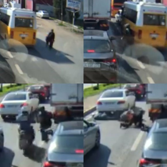 KAZA ANI ARAÇ KAMERASINDA: DAHA ÖNCE 3 KİŞİ ÖLMÜŞTÜ BU SEFER YAYALARA MOTOSİKLET ÇARPTI