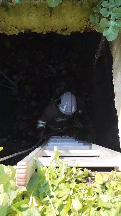 ATIK SU DEPOSUNA DÜŞEN KEDİYİ KURTARAN İTFAİYECİ, ALKIŞLARLA KARŞILANDI