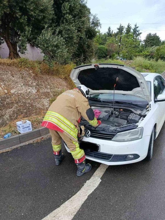 ARSUZ’DA OTOMOBİLİN MOTORUNA GİREN KEDİLER KURTARILDI