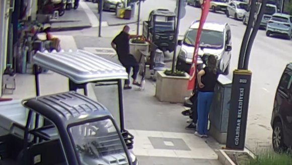KÖPEĞİNE SALDIRAN KEDİYE TEKME ATTI, O ANLAR KAMERAYA YANSIDI