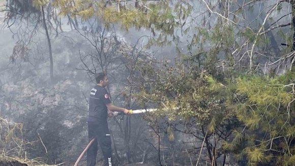 ANTALYA’DA ORMANLIK ALANDAKİ YANGIN BÜYÜMEDEN SÖNDÜRÜLDÜ