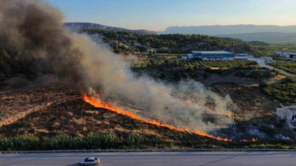 MERSİN’DE ÇIKAN YANGIN EVLERE VE ORMANA ULAŞMADAN SÖNDÜRÜLDÜ