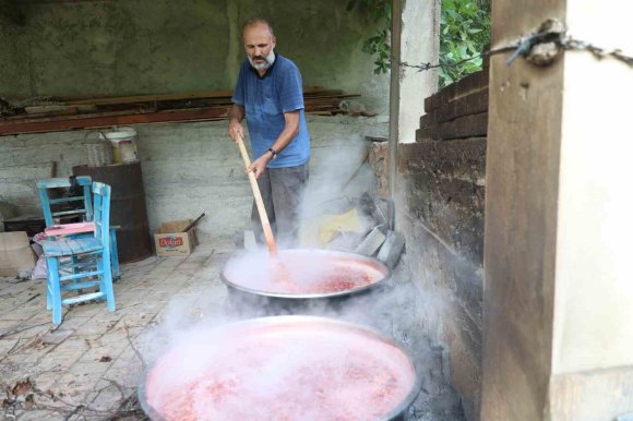 ADANA’DA KARA KAZANLARDA SAĞLIK DEPOSU KIZILCIK ŞERBETİ MESAİSİ BAŞLADI