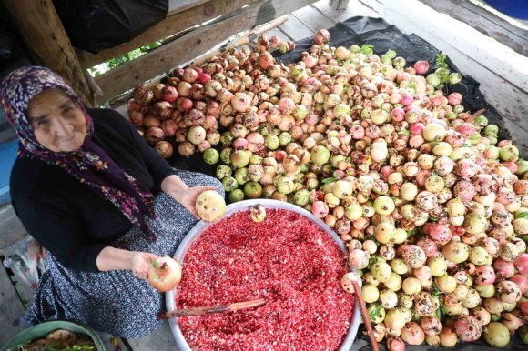 80 YAŞINDAKİ YETER NİNE, NAR TANELERİNİN BAŞINDA GELENEĞİ YAŞATIYOR
