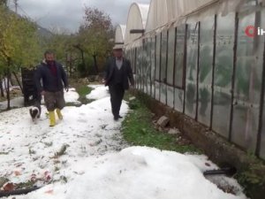 Antalya'da dolu, portakal bahçelerine ve seralara zarar verdi